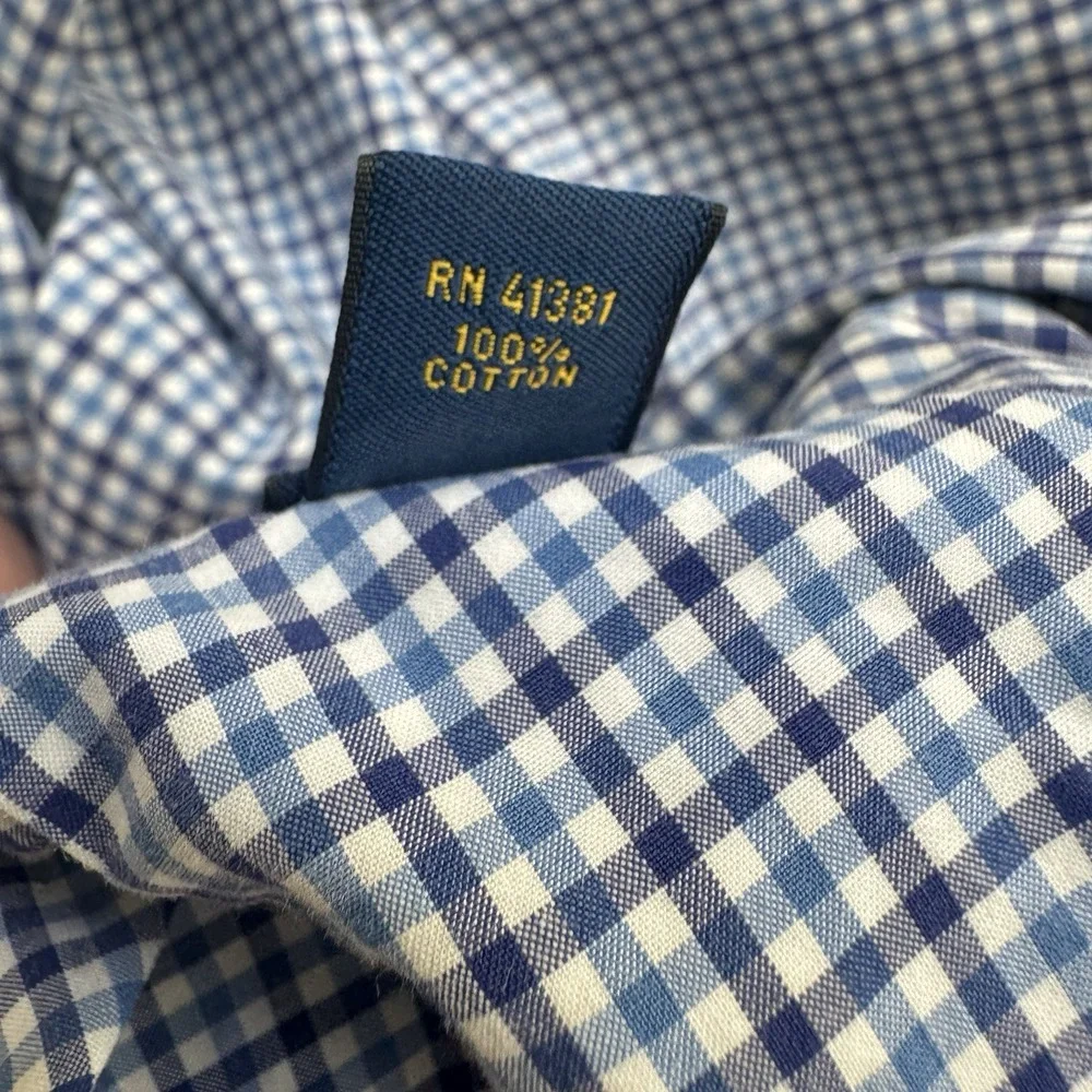 Polo‎ Ralph Lauren Shirt Mens Small Blue White Gingham Check Button Down Cotton
